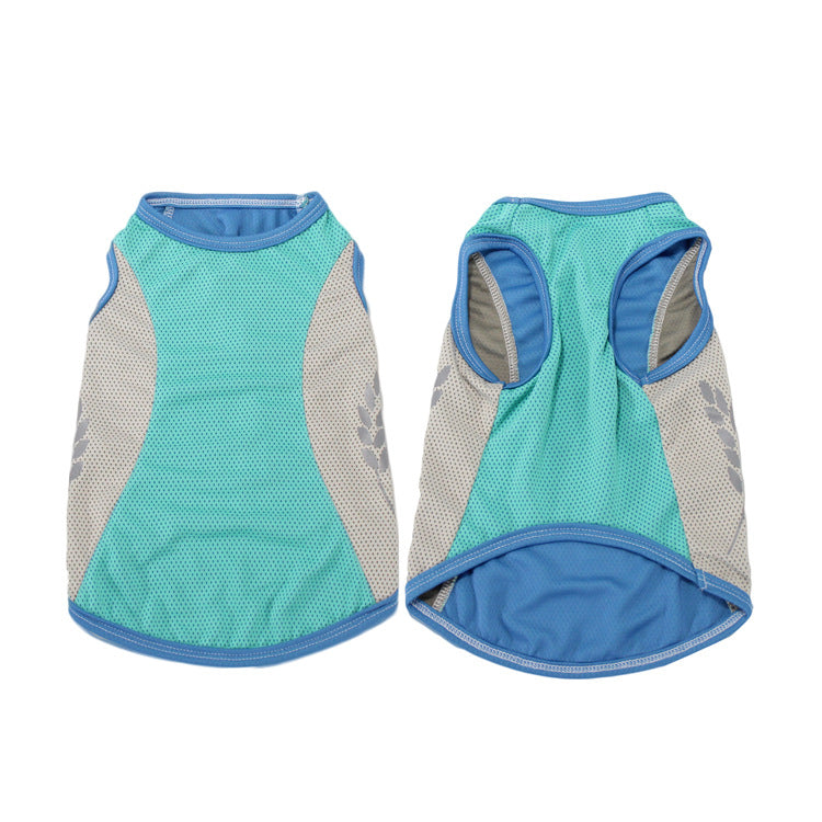 Río Vest cooling vest front and back view, teal with reflective trim